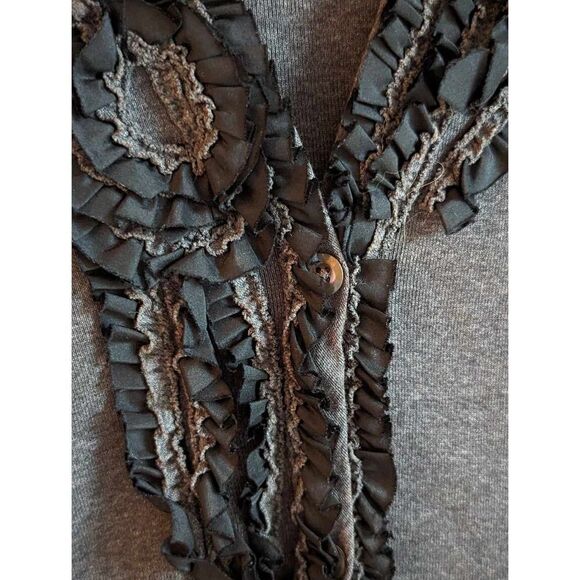 J. Crew size M, gray cardigan with black ribbon detail - Picture 4 of 5